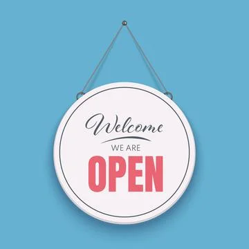 Circle shape Open signboard. Stock Illustration