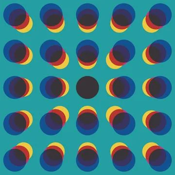 Circle shape perspective pattern primary colors overlap transparent vector .. Stock Illustration