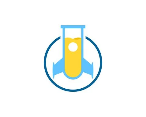 Circle shape with rocket bottle laboratory Stock Illustration