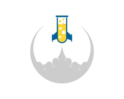 Circle shape with smoke and rocket lab inside イラスト素材