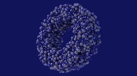 Circle shape with textured blue balls. Blue background. 3d render. Stock Illustration