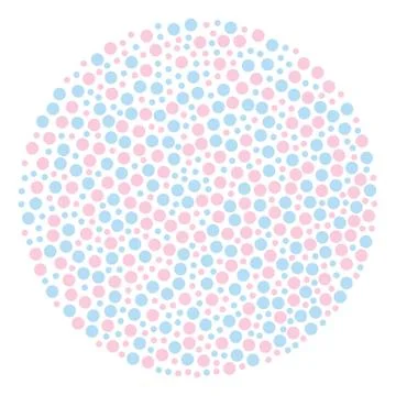 Circle shaped background of blue and pink dots Illustrazione stock