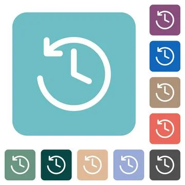 Circle shaped backward arrow and clock rounded square flat icons Illustrazione stock
