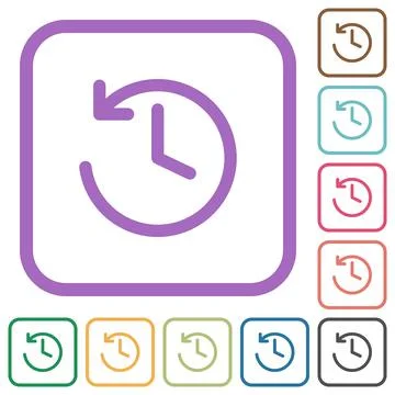 Circle shaped backward arrow and clock simple icons Illustrazione stock