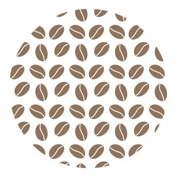 Circle shaped coffee beans. Patterned circular shape in minimalistic style Stock Illustration