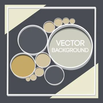 Circle shaped copy spaces arranged in square frame on gray background Illustrazione stock