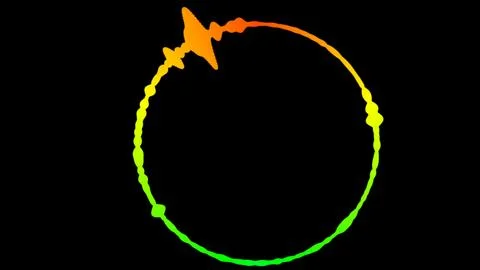 Circle shaped digital sound waves on black background. Stock Illustration