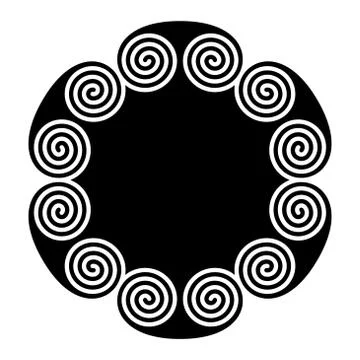 Circle shaped emblem made of double spiral ornaments Stock Illustration