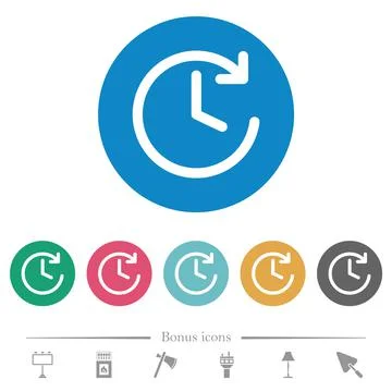 Circle shaped forward arrow and clock flat round icons 库存插图