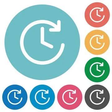 Circle shaped forward arrow and clock flat round icons イラスト素材