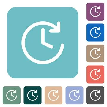 Circle shaped forward arrow and clock rounded square flat icons Illustrazione stock