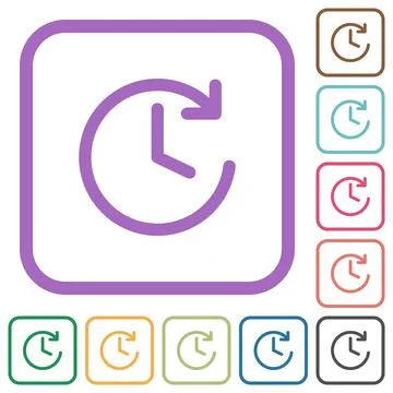 Circle shaped forward arrow and clock simple icons Stock Illustration