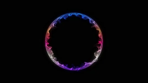 Circle shaped frame. Colorful 3d circle made of waves, dots, particles blend Video stock 229981514