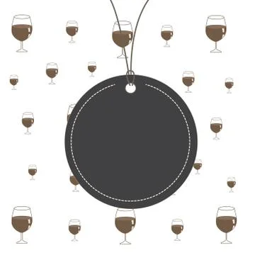 Circle shaped label attached by black string on the top. Colorful background Illustrazione stock