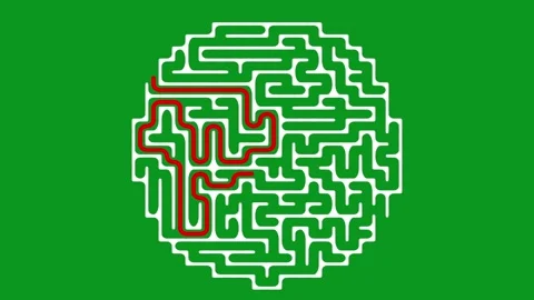 Circle shaped maze with solution path on... | Stock Video | Pond5
