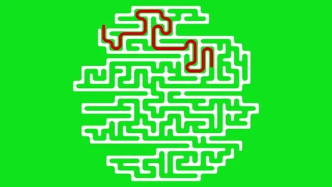 Circle shaped maze with solution path on... | Stock Video | Pond5