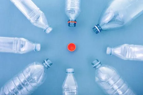 Circle shaped plastic bottles Stock Photos