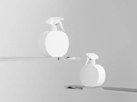 Circle-shaped plastic sprayer packaging, trigger spray bottle mockup 库存插图