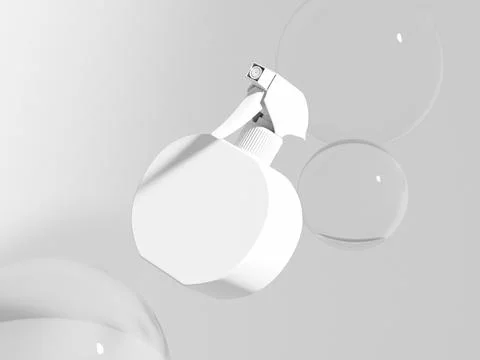 Circle-shaped plastic sprayer packaging, trigger spray bottle mockup Illustrazione stock