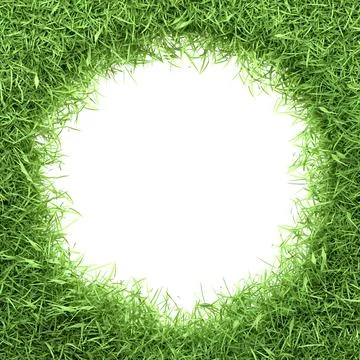 Circle-shaped white space edged with a thick, natural green grass border Stock Illustration