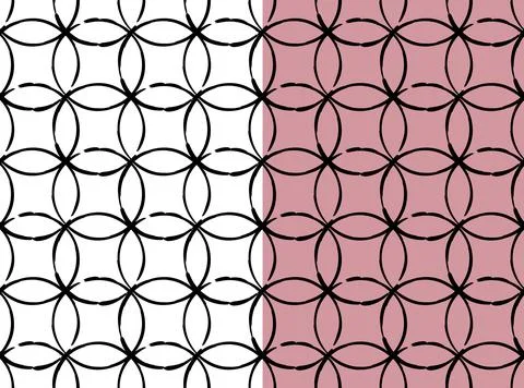 Circle shapes seamless pattern. Geometrical grey black dash doodle line stroke Illustrazione stock