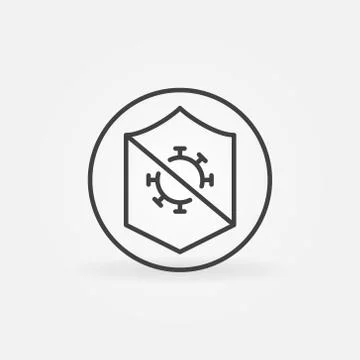 Circle with Shield and Bacteria vector thin line concept icon イラスト素材