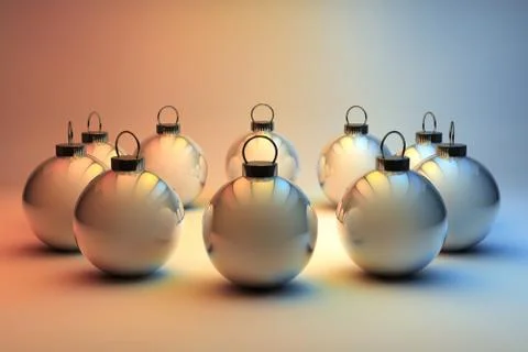 Circle of silver christmas baubles Stock Illustration