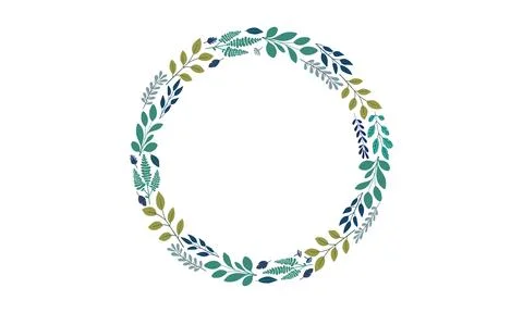 Circle simple flat vector plant frame, round floral branch border, eco organic Stock Illustration
