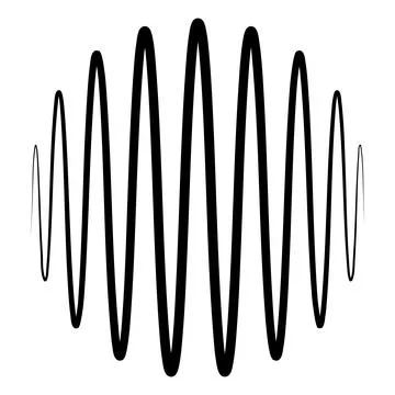 Circle sinusoidal amplitude modulation wave form signal radio 库存插图