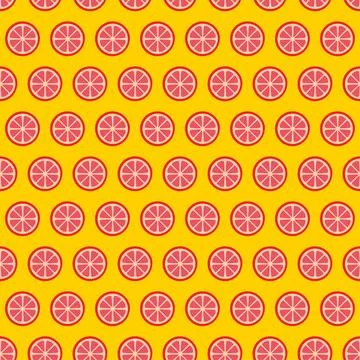 Circle Slice Grapefruit Seamless Pattern Stock Illustration