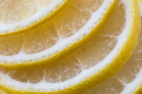 Circle sliced fresh lemon in form of footboard Stock Photos