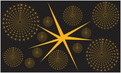 Circle of small and big star revolving around the biggest one Stock Illustration