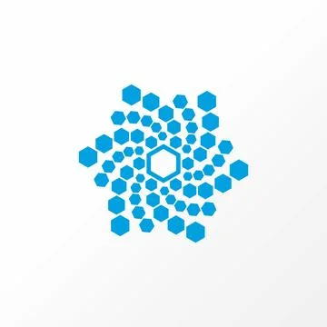 Circle small to big on hexagon turn right. Related illustration motif pattern Stock Illustration