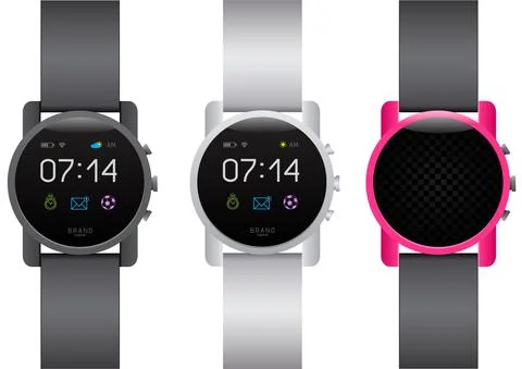 Circle smart watch set Stock Illustration