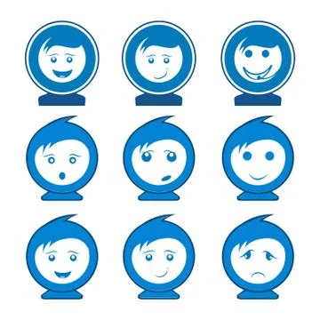 Circle smile face character set logo concept design. Symbol graphic template  Stock Illustration