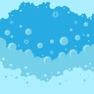Circle Soap Bubbles Pattern on Blue Background Illustrazione stock