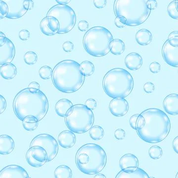 Circle Soap Bubbles Pattern on Blue Backgroun. Seamless Texture Stockillustratie