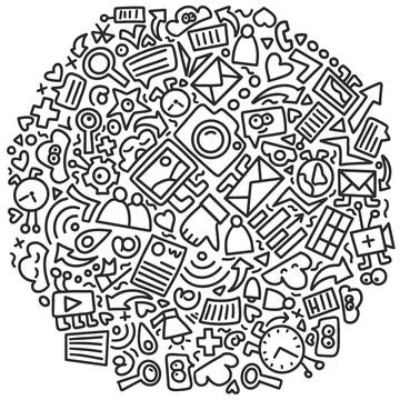 Circle Social media doodle pattern Stock Illustration