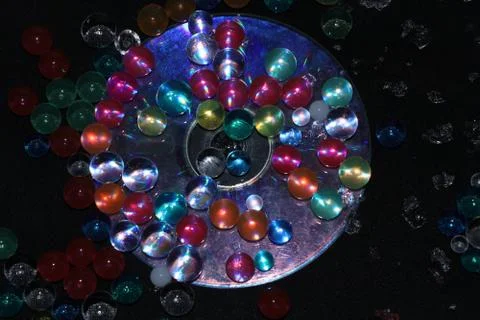 Circle solid water bubbles in cd 스톡 사진