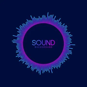 Circle sound wave visualisation. Music player equalizer. Radial audio signal or Stock Illustration