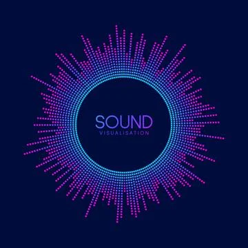 Circle sound wave visualisation. Pixel music player equaliser. Radial audio Stock Illustration