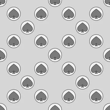 Circle with Spades Card Suit vector colored seamless pattern Illustrazione stock