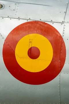 Circle  Spain flag painted Stock Photos