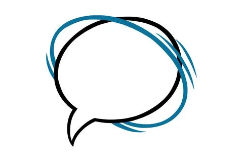 Circle speech bubble with lines. Outline speech box isolated in white background Stock-Illustration