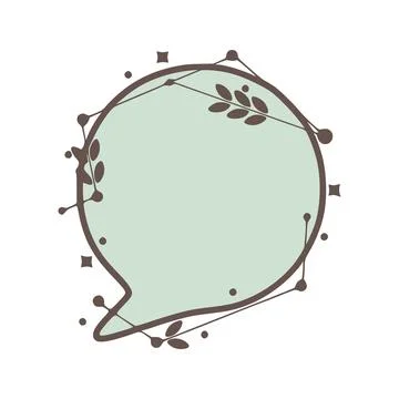 Circle Speech bubble nature geometric frames with leaves made from lines an.. Stock Illustration
