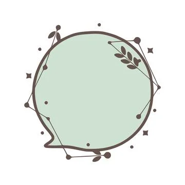Circle Speech bubble nature geometric frames with leaves made from lines an.. Stock Illustration