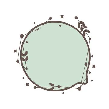 Circle Speech bubble nature geometric frames with leaves made from lines an.. Illustrazione stock