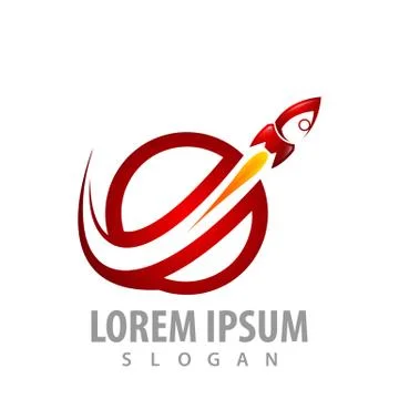 Circle speeding red rocket concept design. Symbol graphic template element ve Stock Illustration