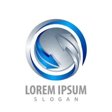 Circle sphere arrow logo concept design. 3D Symbol graphic template element v Stock Illustration