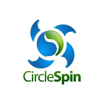 Circle spin. Three dimensional yin yang spin logo concept design template Stock Illustration
